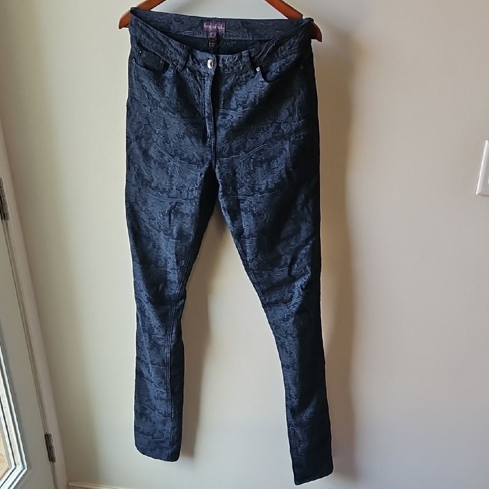 Long Tall Sally - Paisley Textured Straight Leg Jean - Size 8